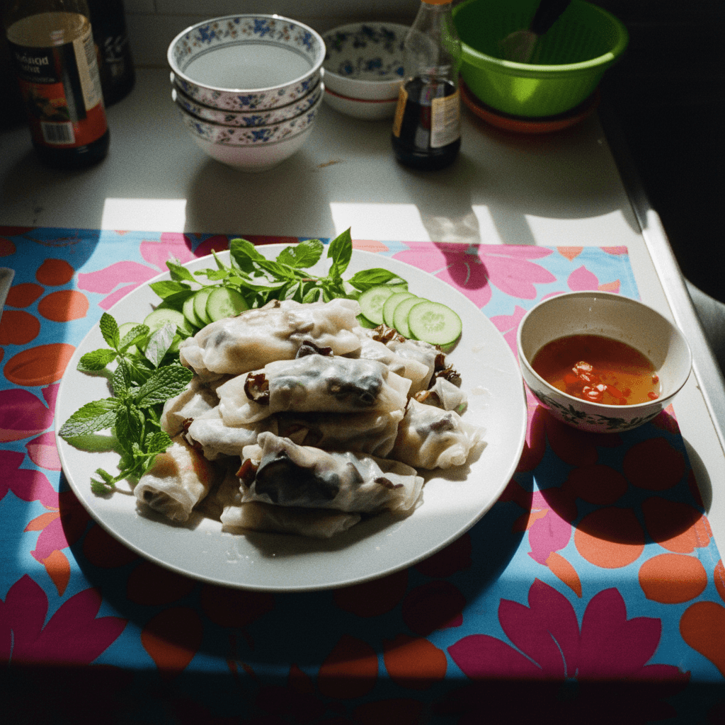 Vegan Bánh Cuốn (Steamed Rice Rolls)