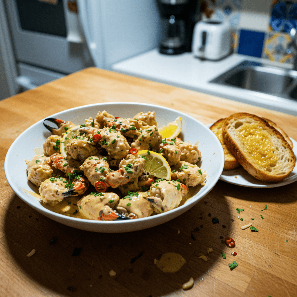 Creamy Garlic Sautéed Crab Claws