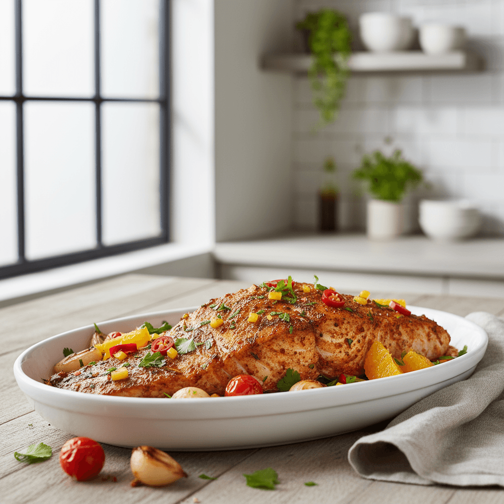 Harissa Baked Fish with Preserved Lemon