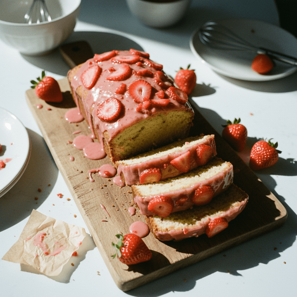 Fresh Strawberry Bread with Strawberry Glaze