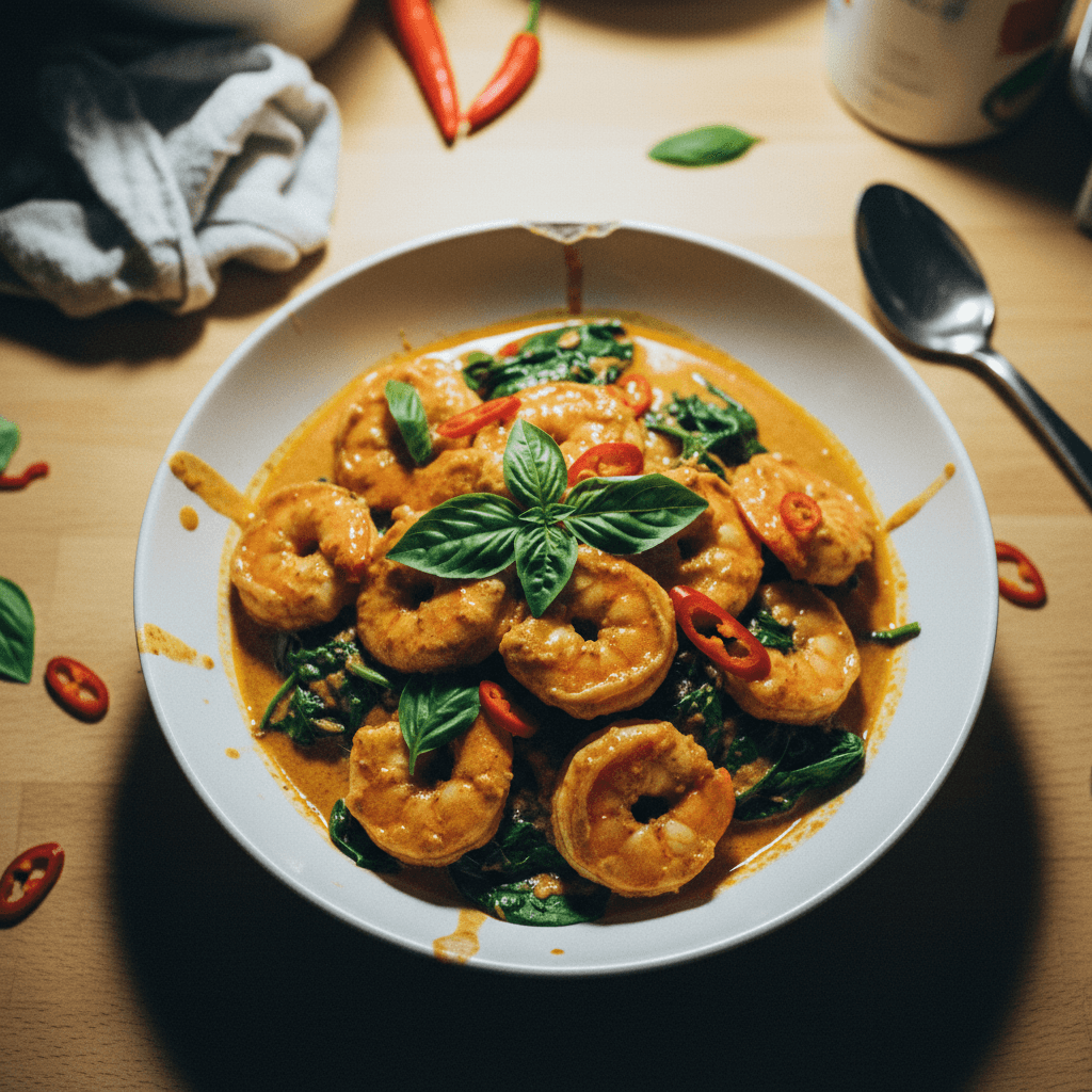 Thai Prawns with Red Curry Coconut Sauce