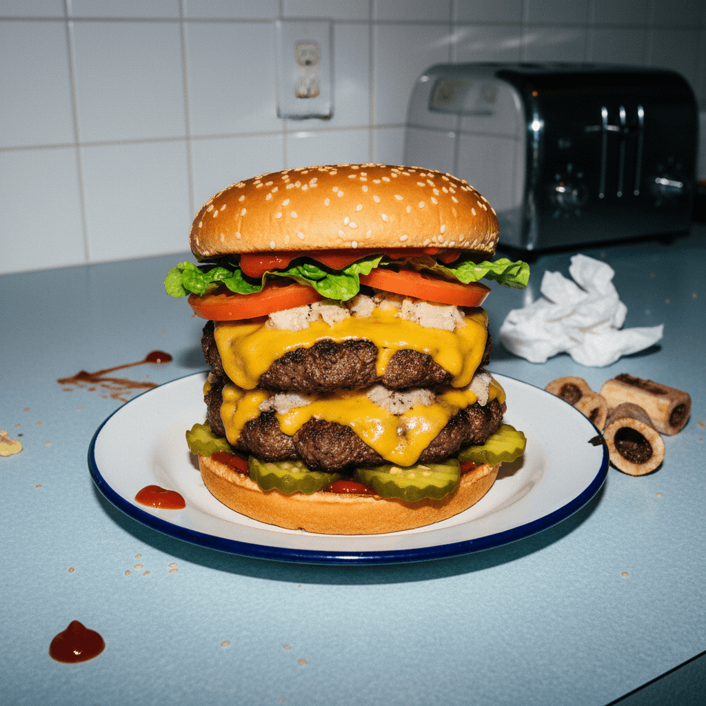 Pig Diner Double Cheeseburger (Bone Marrow Double Cheeseburger)
