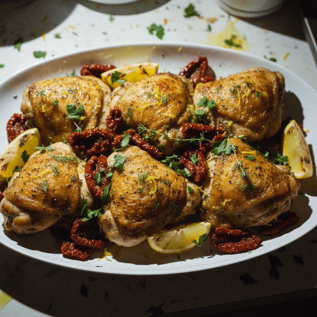 Lemon Herb Chicken Thighs with Sun-Dried Tomatoes