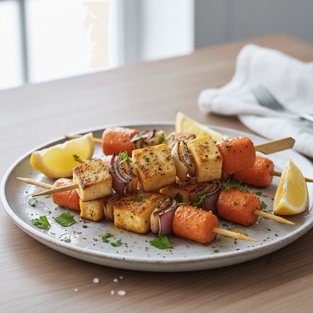 Roasted Carrot and Halloumi Skewers