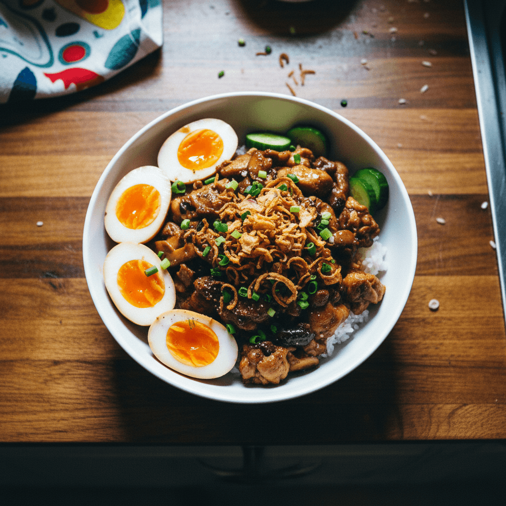 Taiwanese Braised Chicken (Chicken Lou Rou Fan)