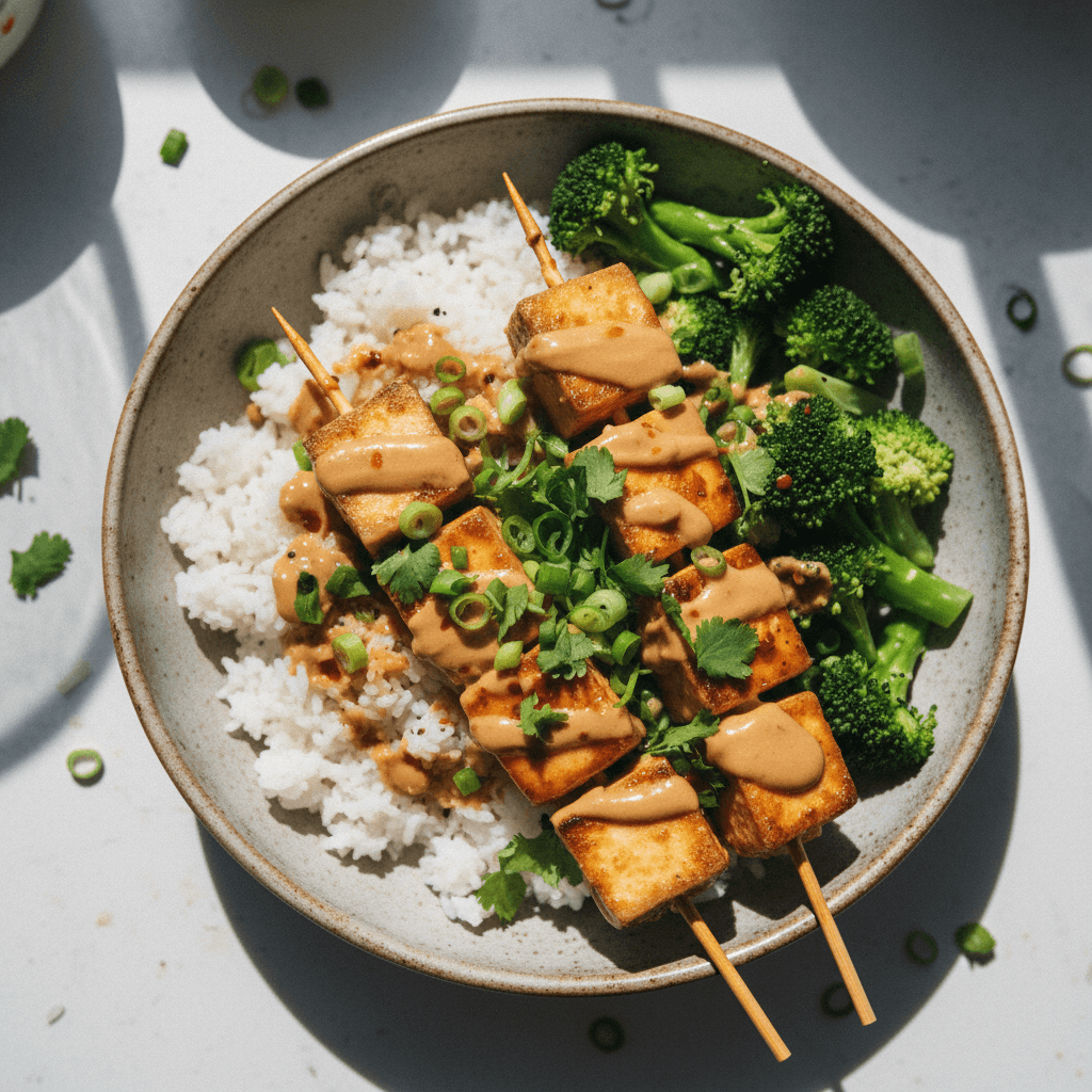 Peanut Tofu Skewers