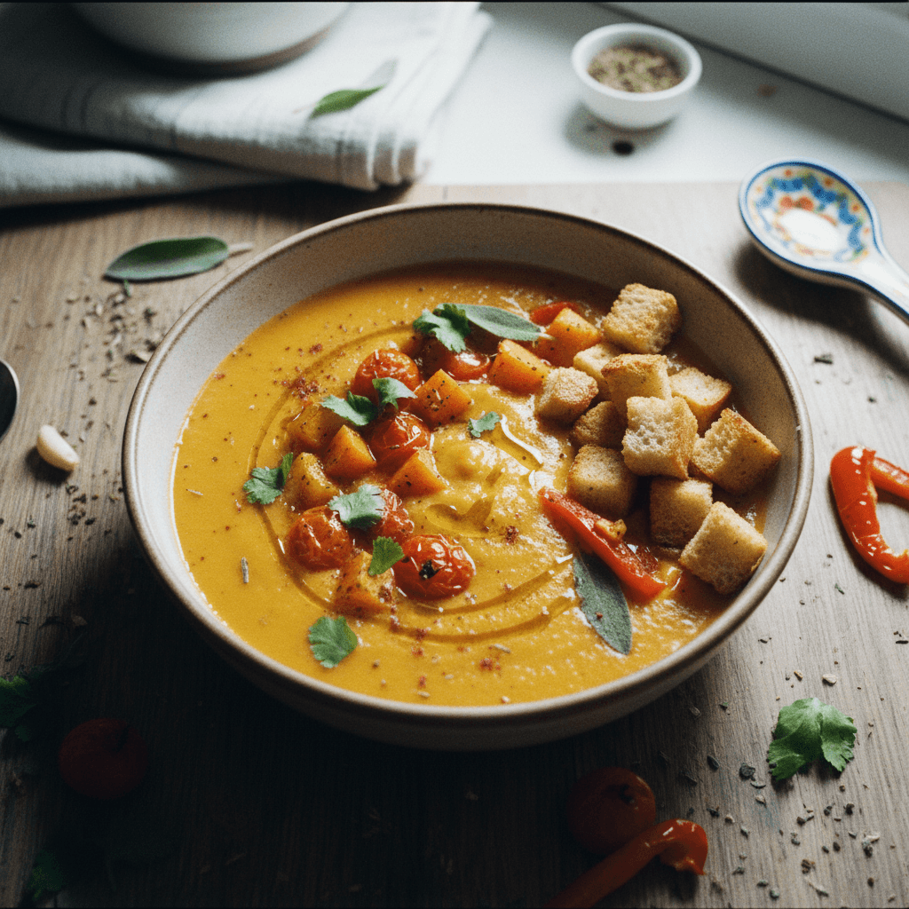 Creamy Roasted Butternut Squash and Vegetable Soup