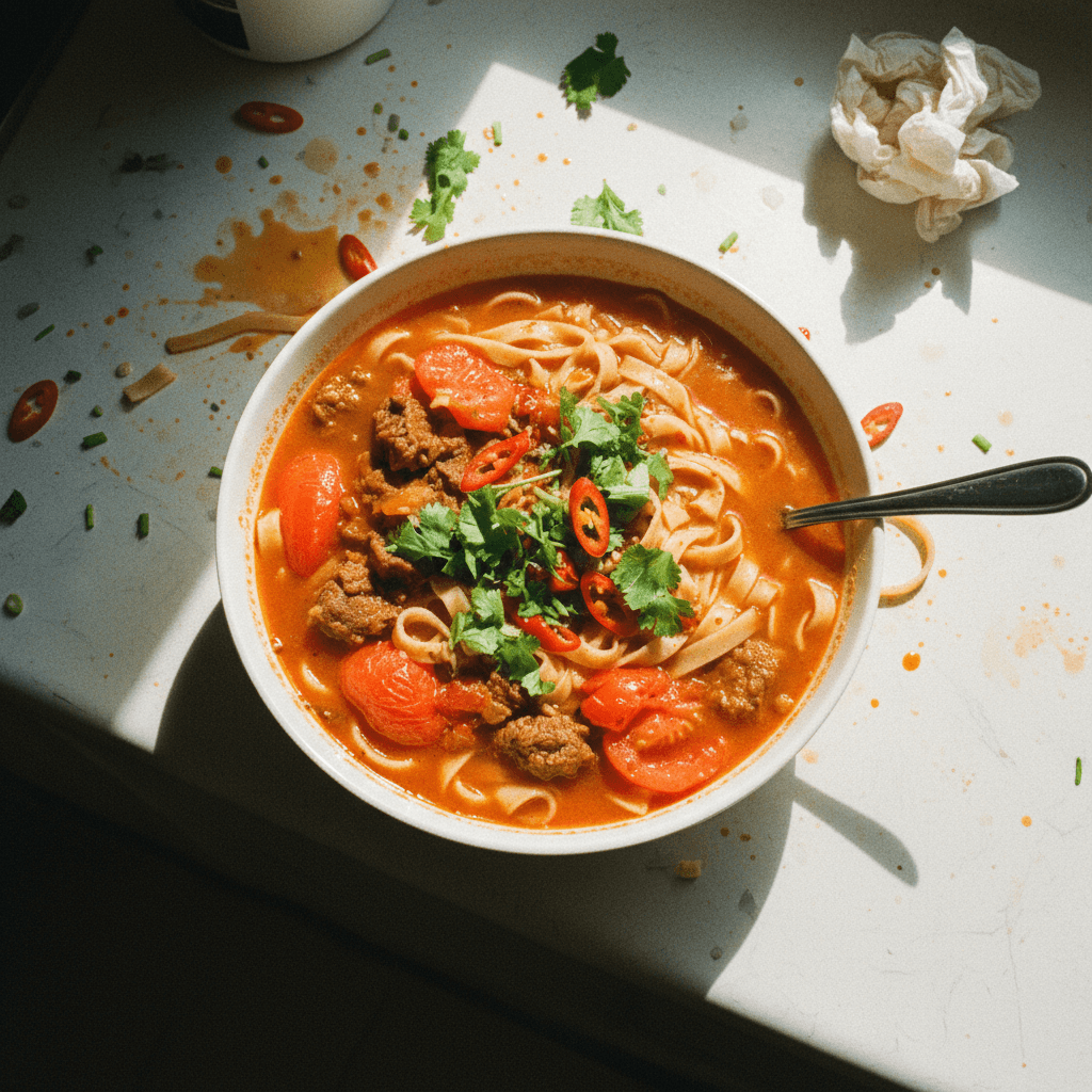 Savory Tomato Beef Noodle Soup
