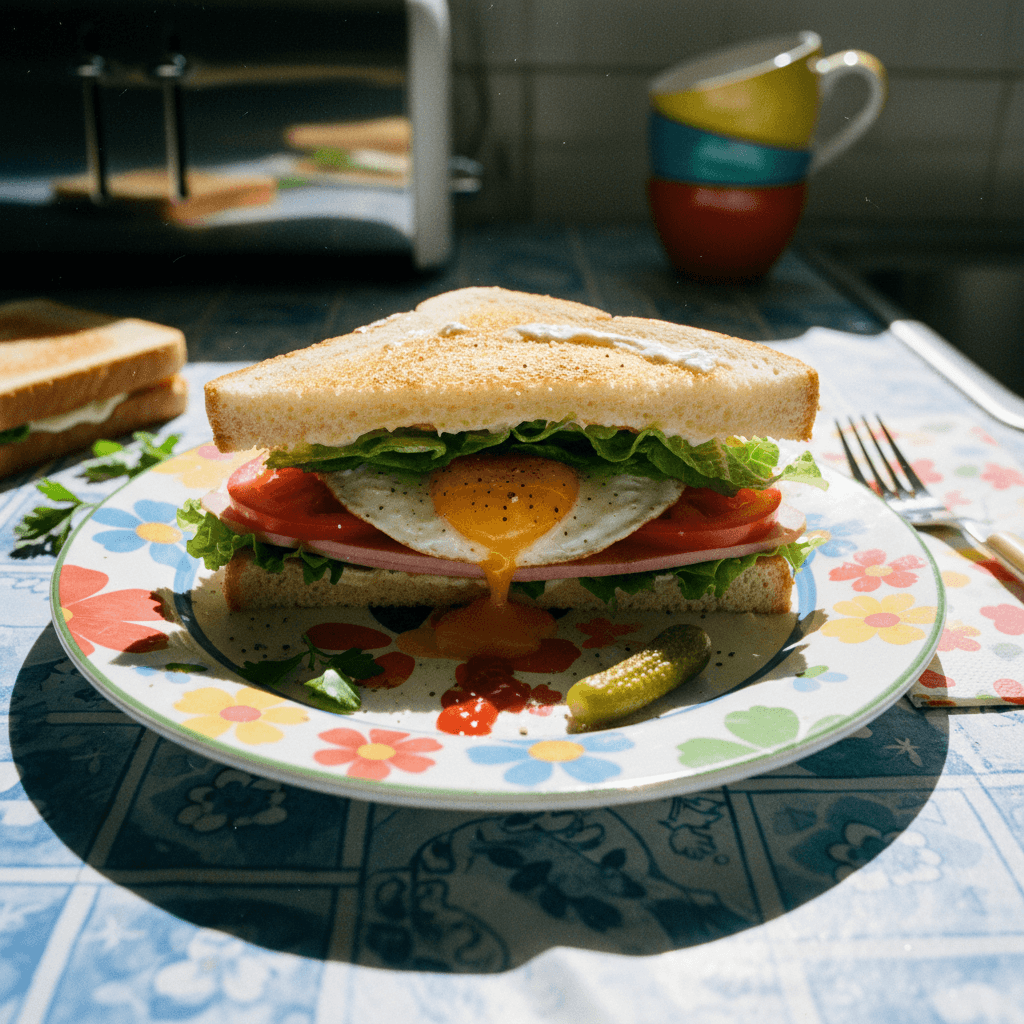 Fried Egg and Deli Meat Sandwich