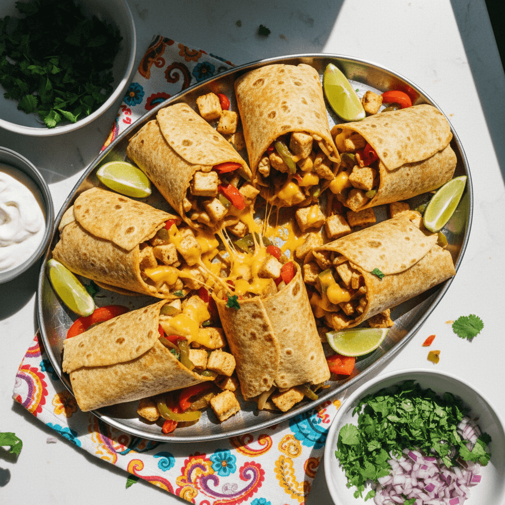 High Protein Cheesy Chicken Fajita Wraps
