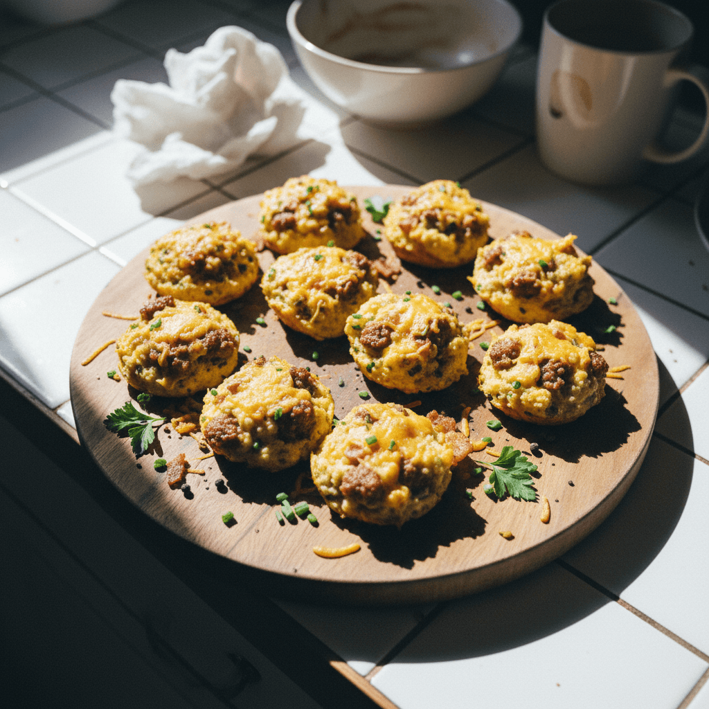 Sausage Cheddar Quinoa Egg Bites
