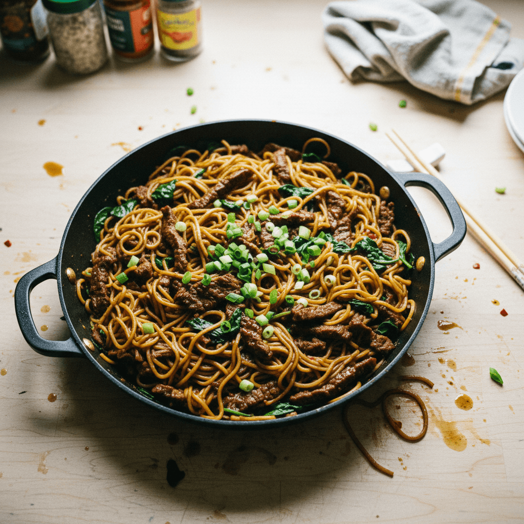 One-Pan Mongolian Beef Noodles