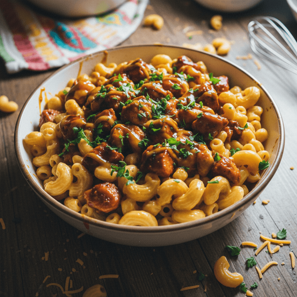 High Protein Honey Chipotle Chicken Mac & Cheese