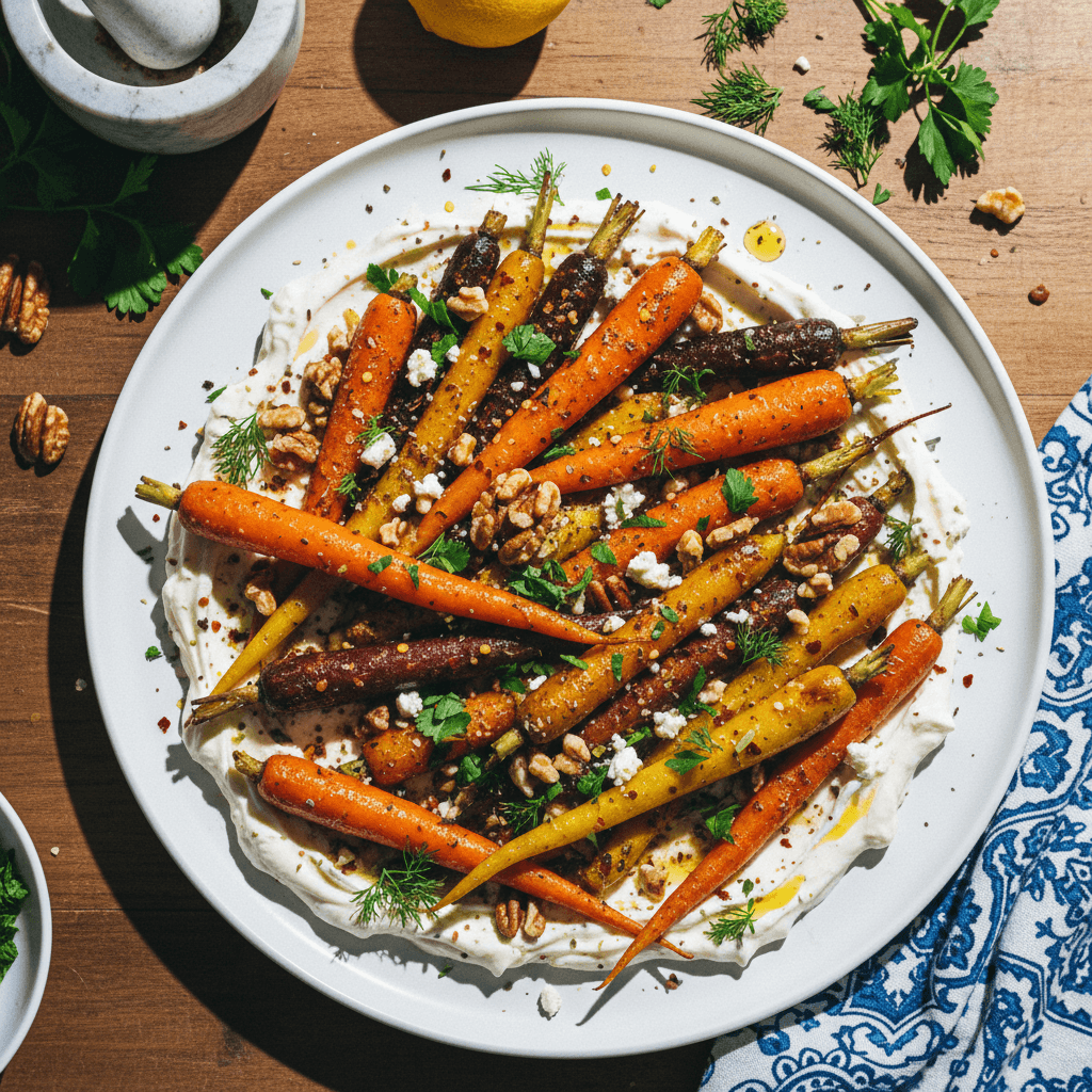 Mediterranean Roasted Carrots with Herby Yogurt