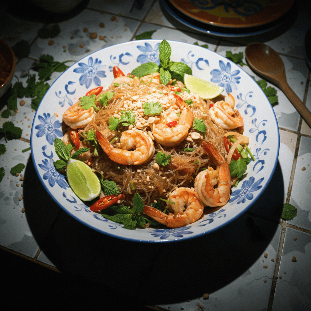 Thai Glass Noodles with Prawns