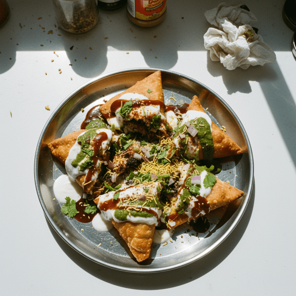Samosa Chaat (featuring "American Samosas")