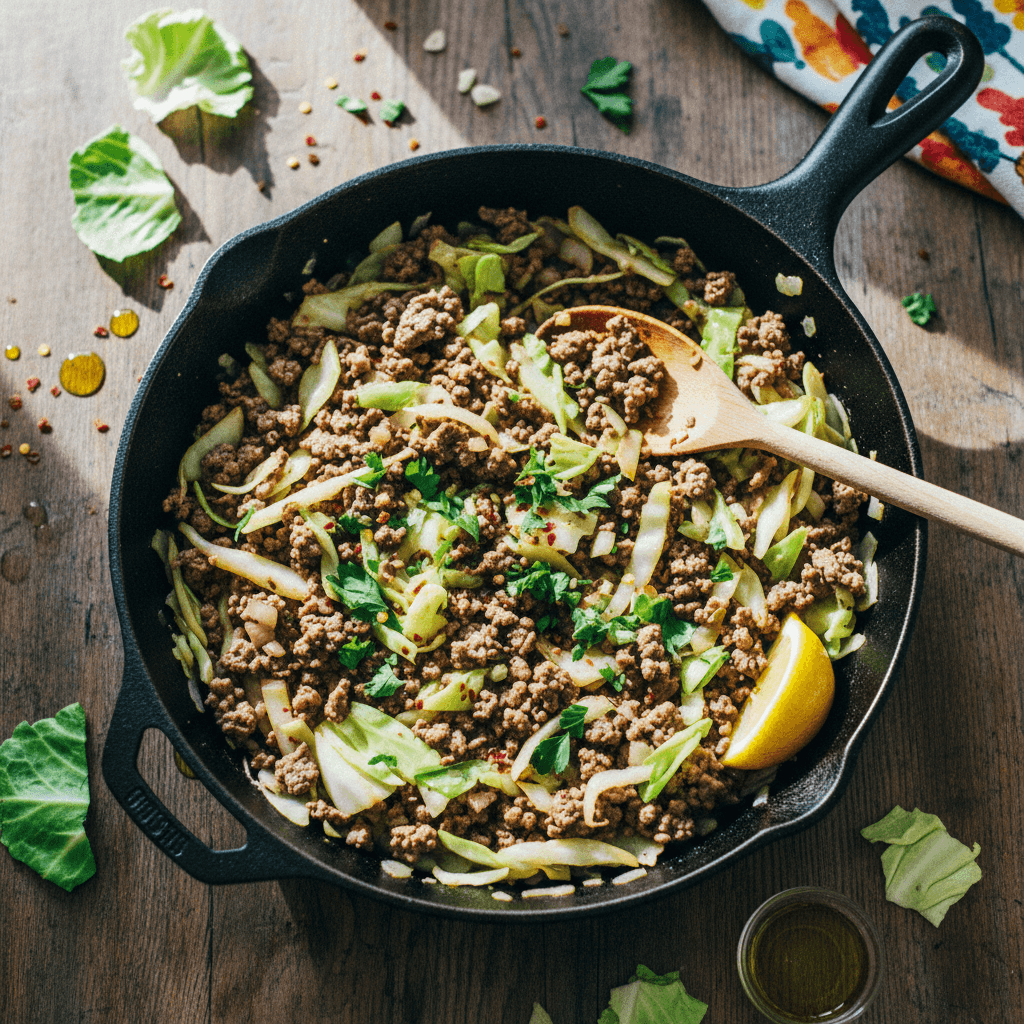 Keto Cabbage and Ground Beef Skillet