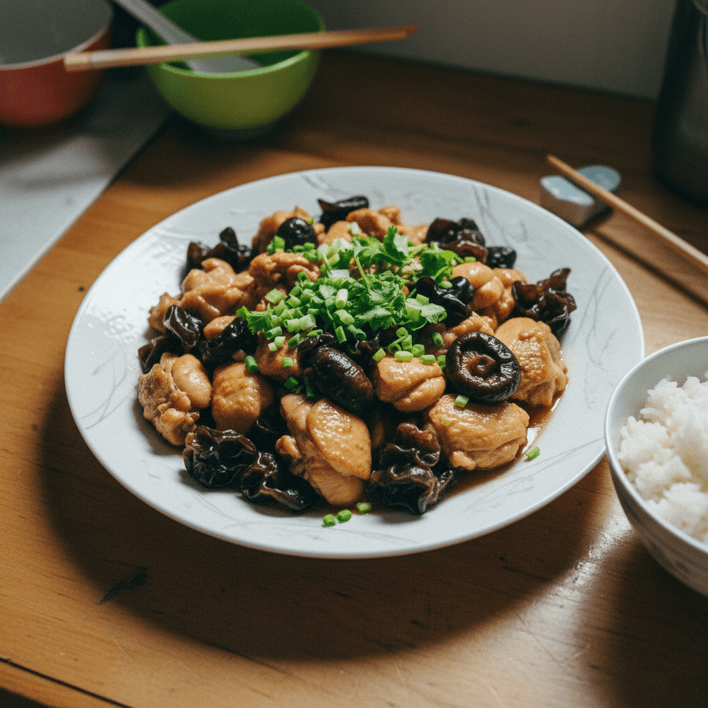 Steamed Chicken with Mushrooms (冬菇蒸滑雞)