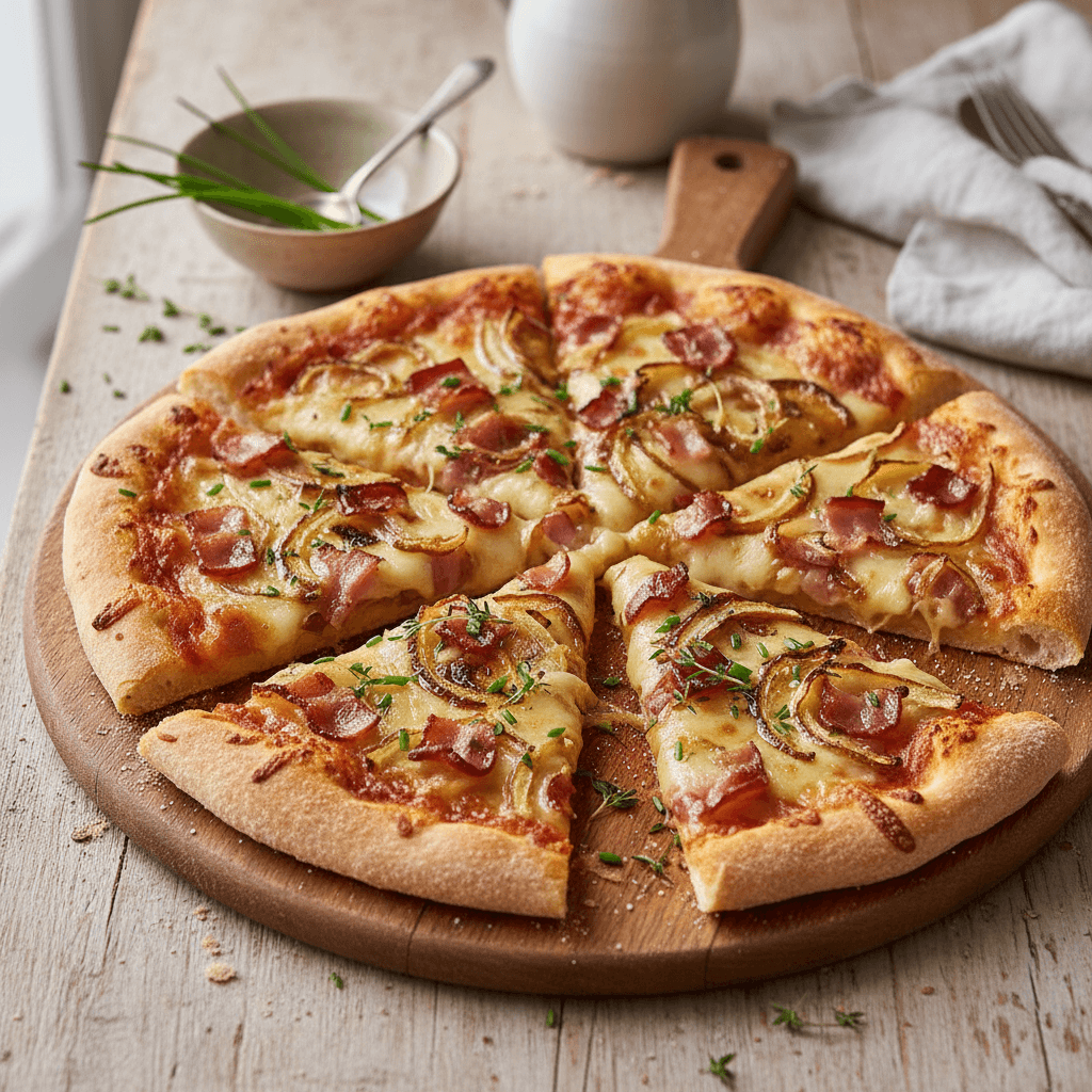 Gruyere, Bacon, and Caramelized Onion Pizza