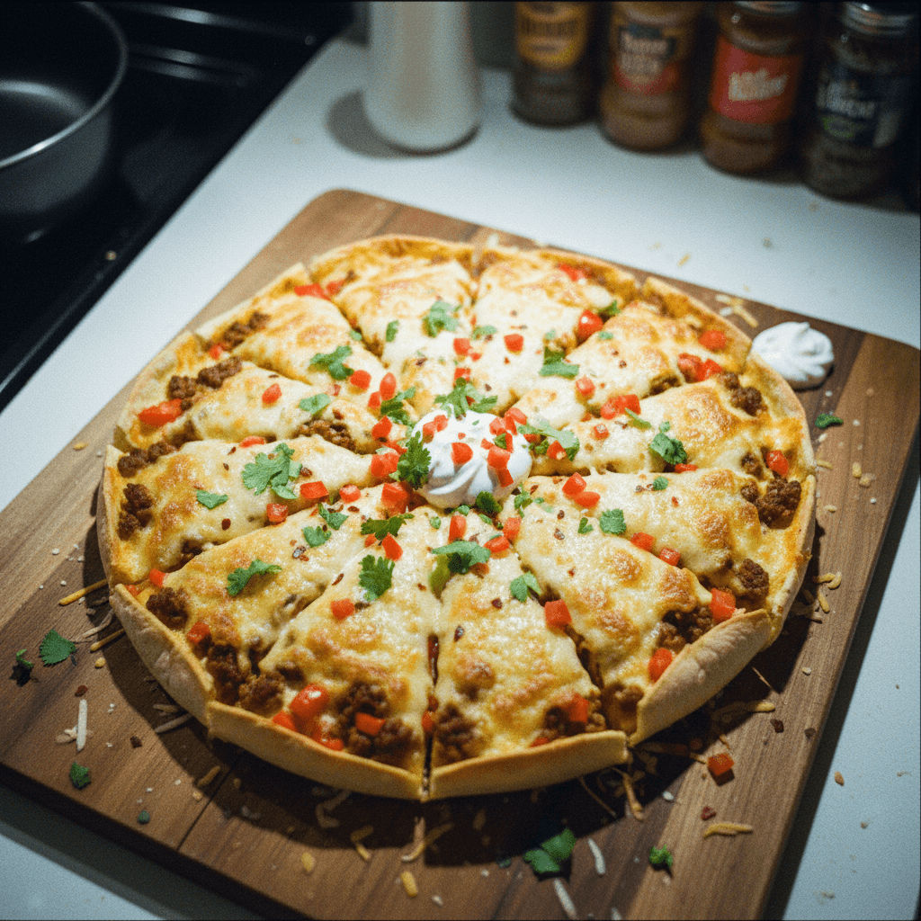 Cheesy Meat & Pepper Tortilla Pie