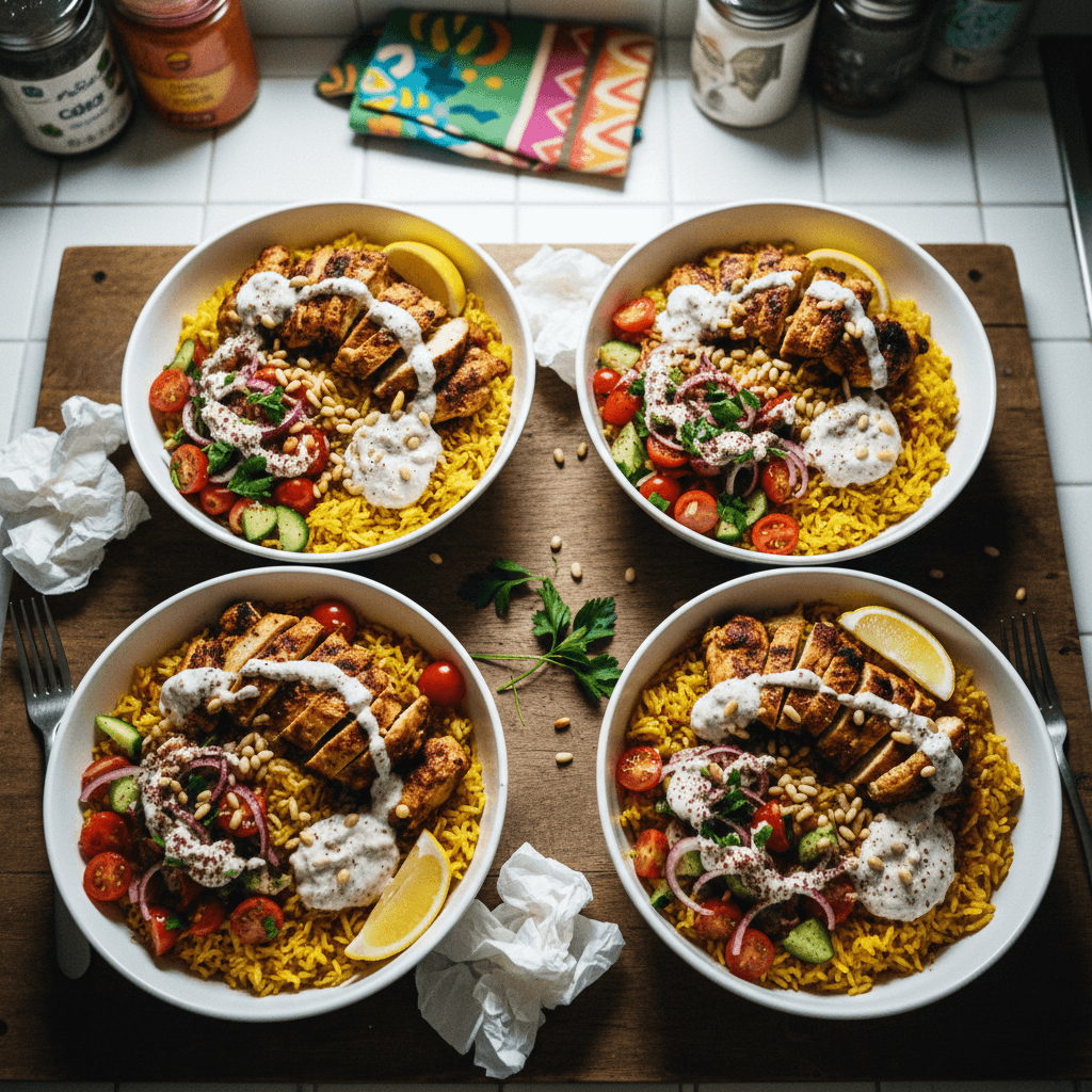 CHICKEN SHAWARMA RICE BOWLS