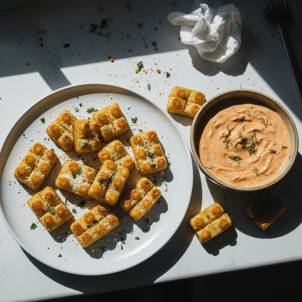 Lego Potato Bites with Chipotle Ranch Dip
