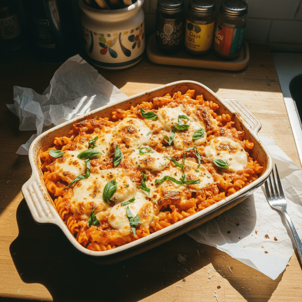 Quick Tomato Basil Pasta Bake