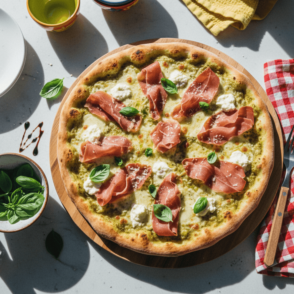 TJ's Pesto Prosciutto Pizza