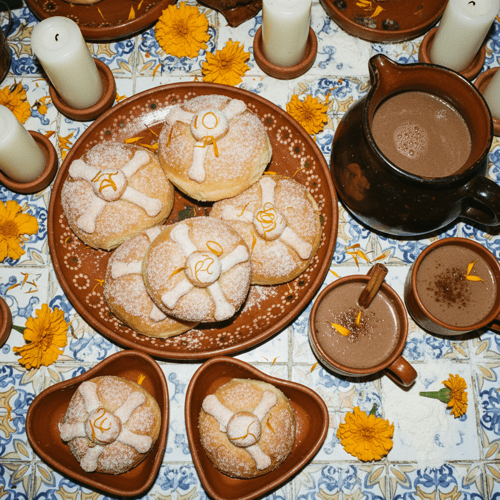 Pan de Muerto with Champurrado