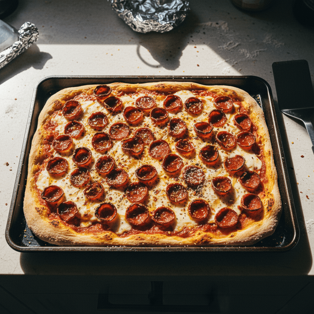 Sheet Pan Pepperoni Pizza