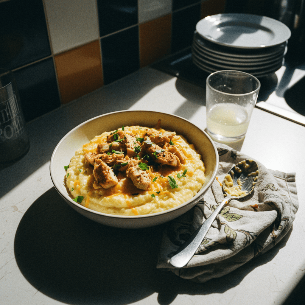 Creamy Polenta with Cheesy Chicken