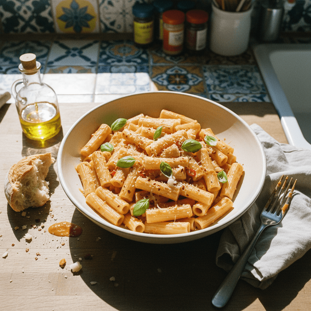 Creamy Spicy Rigatoni with Vodka Sauce