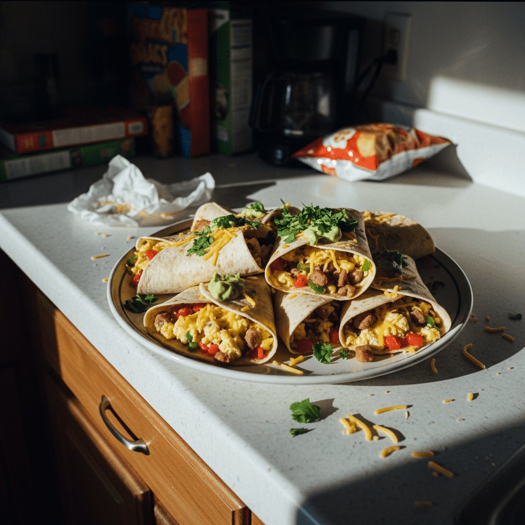 Cheesy Breakfast Scramble Wraps