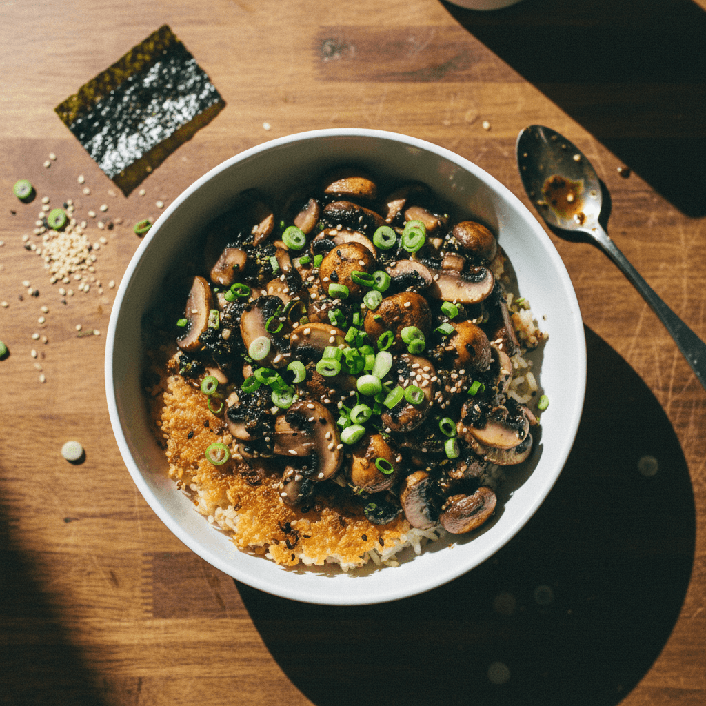 Crispy Nori Butter Mushroom Rice