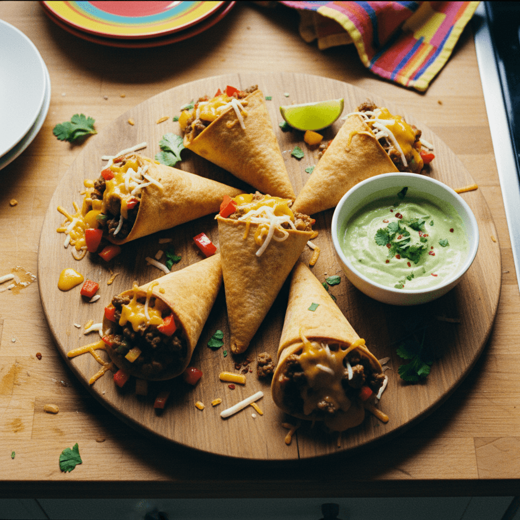 Crispy Cheesy Beef Cones