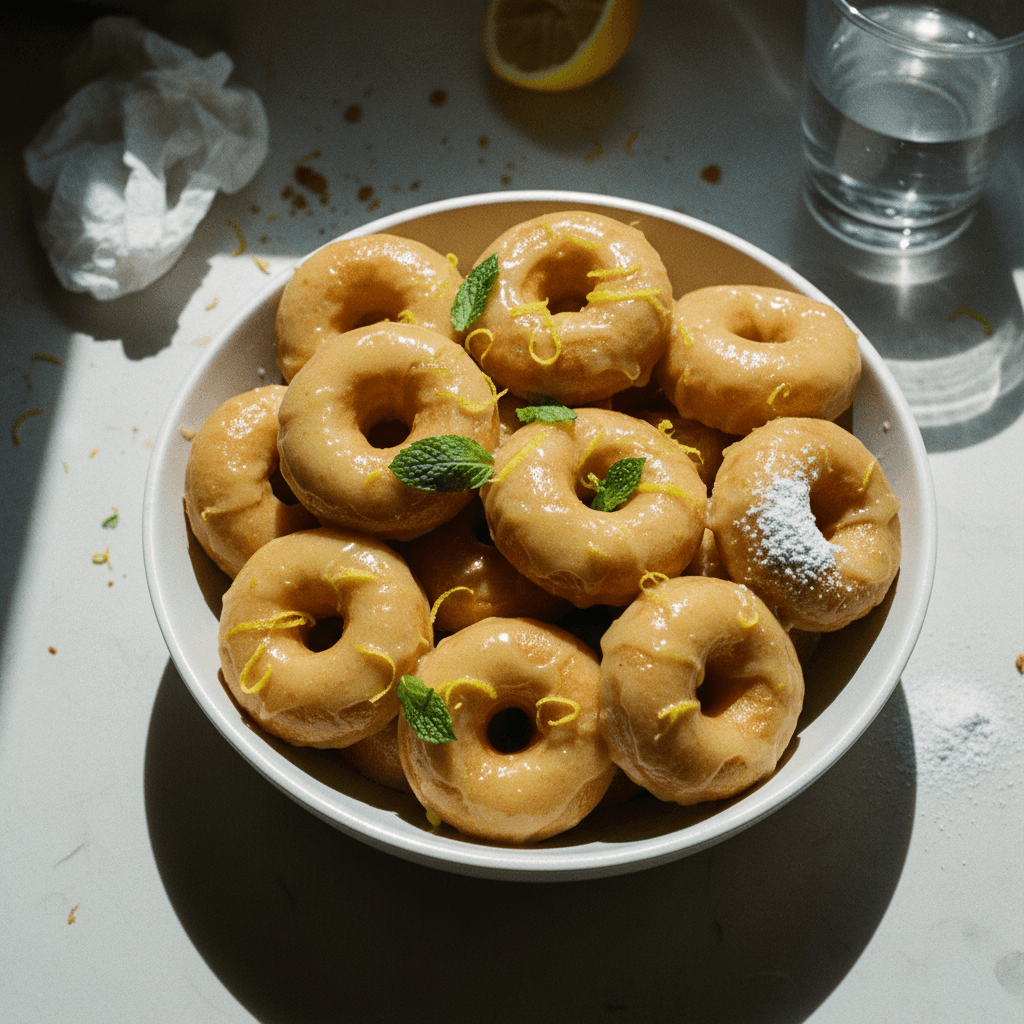 Baked Donut Holes with Lemon Glaze