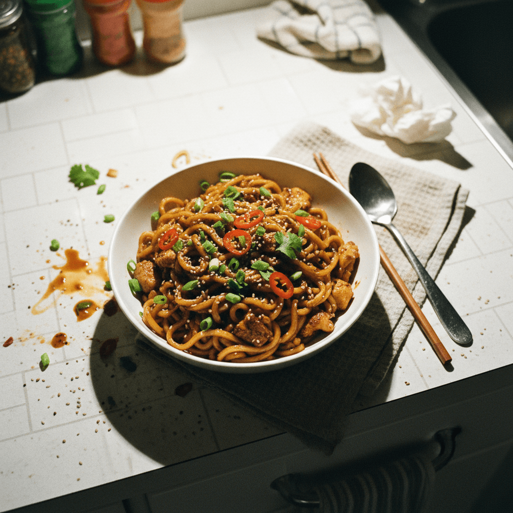 Spicy Shanghai Noodles with Chicken