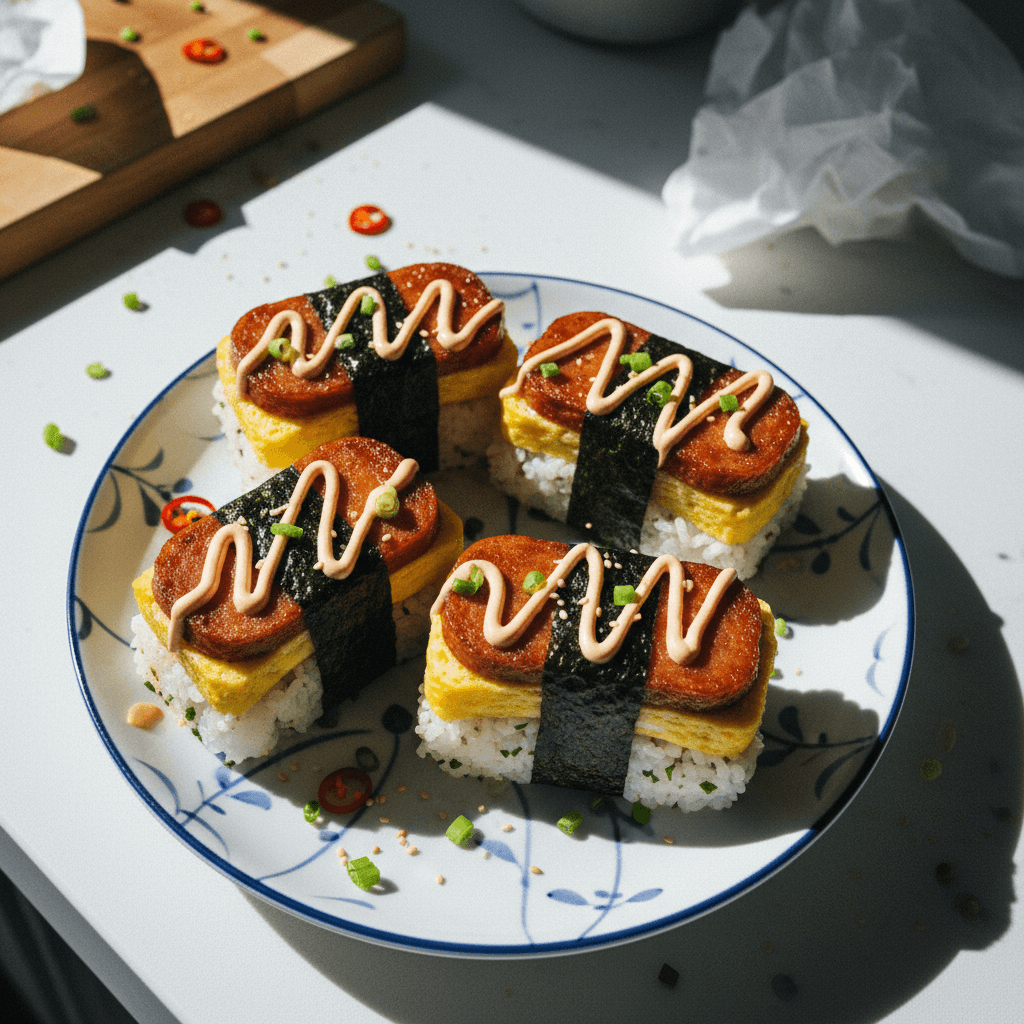 Crispy Tamago Spam Musubi