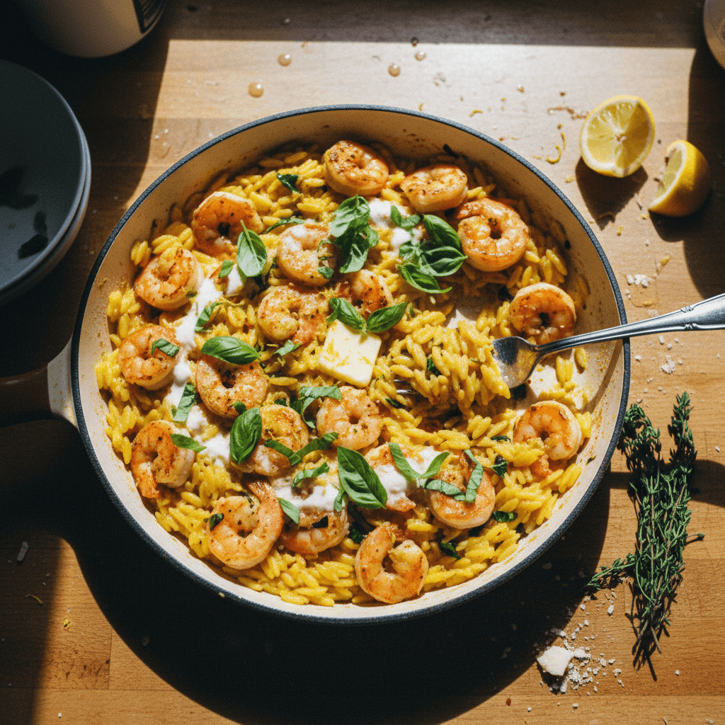 Creamy Shrimp Lemon Orzo