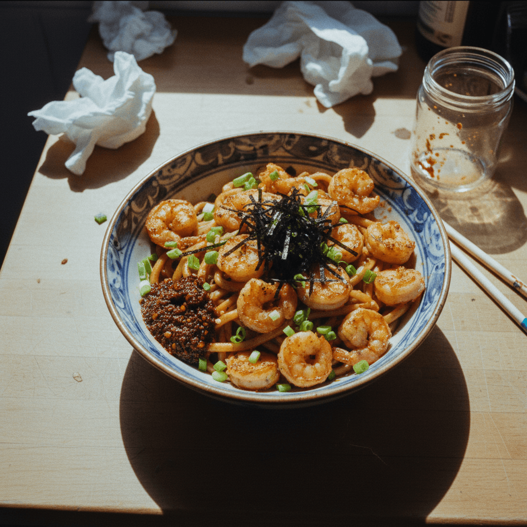 Crispy Garlic Prawn & Nori Udon