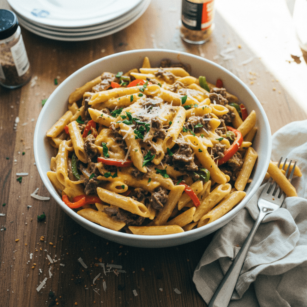Philly Cheesesteak Pasta