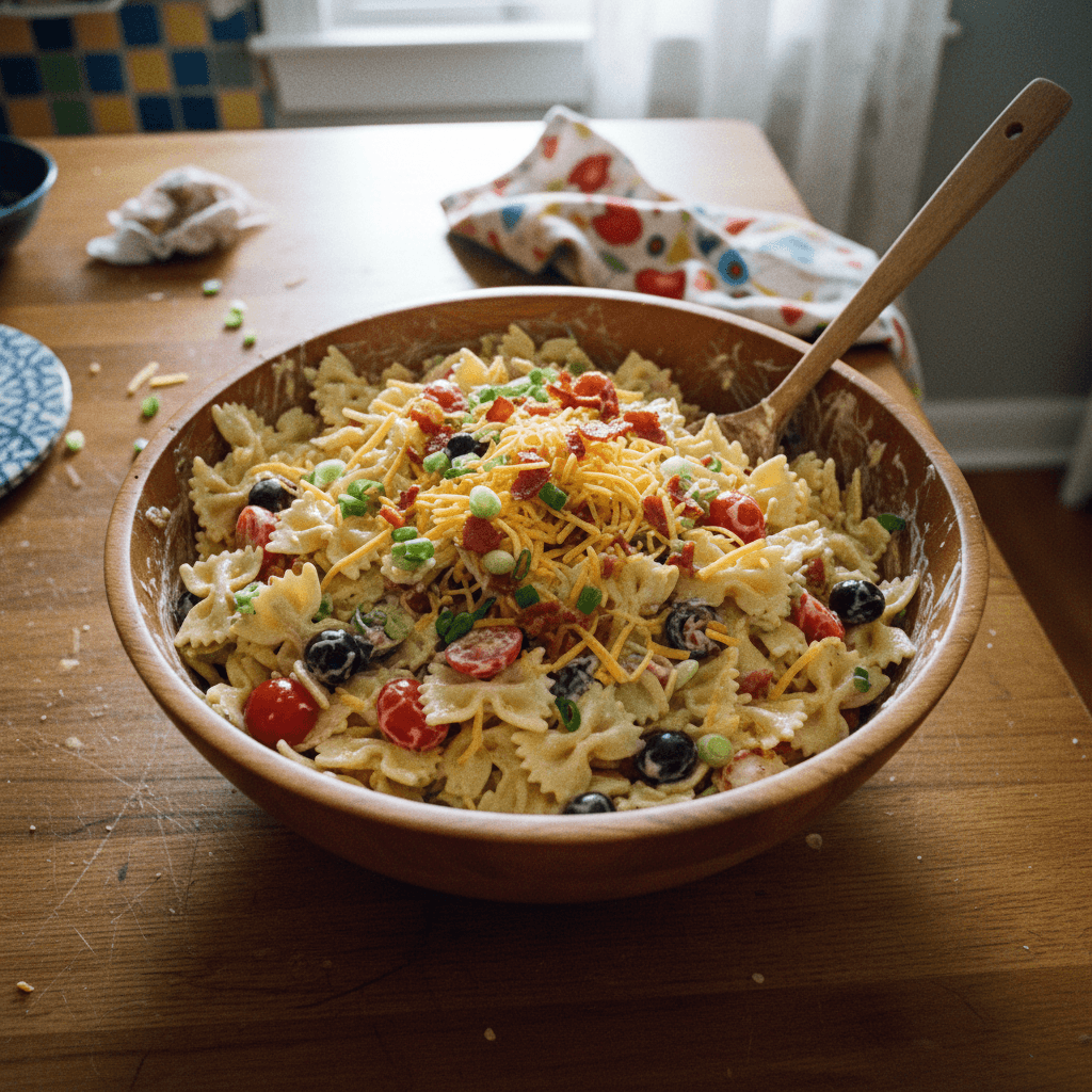 Cheddar Bacon Ranch Pasta Salad