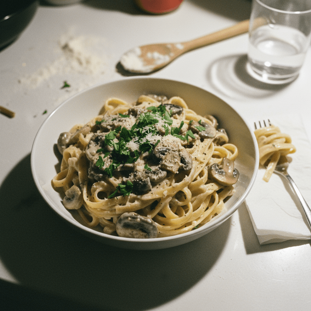 Creamy Mushroom Fettuccine Alfredo