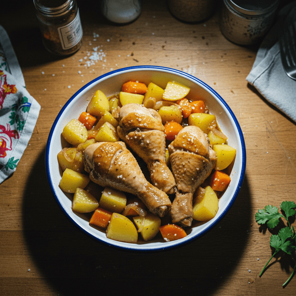 Steamed Chicken with Potato, Carrot and Onion