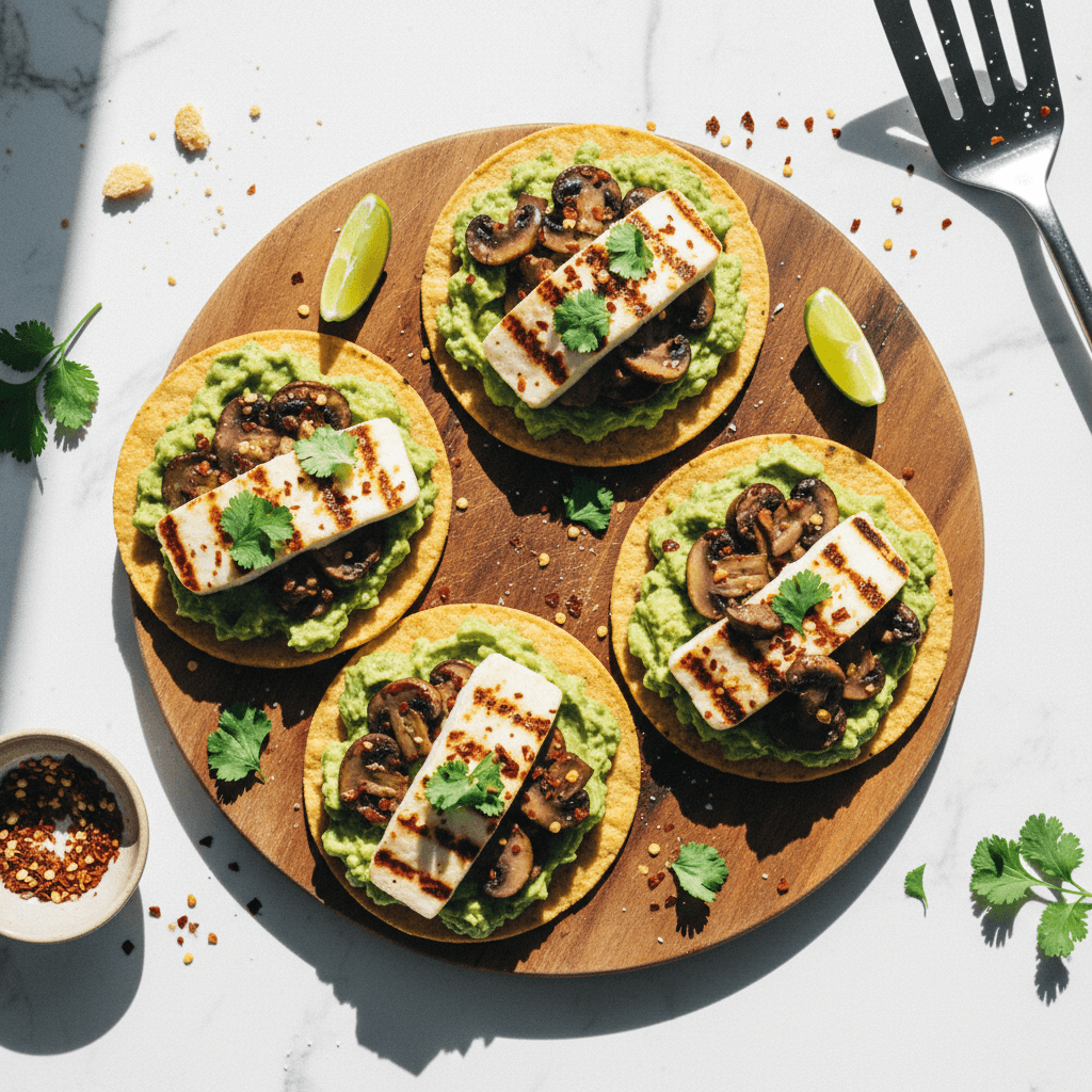 Tostadas de Champiñones y Queso Panela