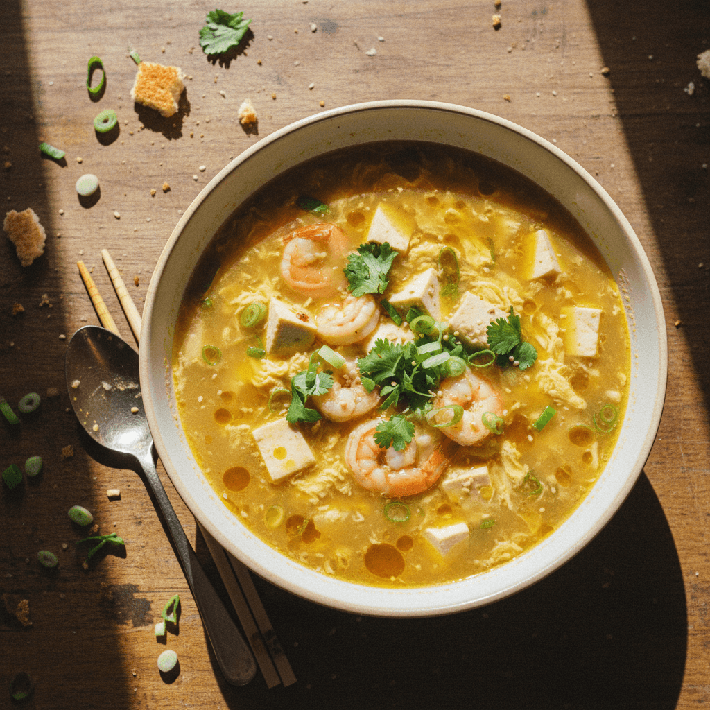 Shrimp and Tofu Egg Drop Stew
