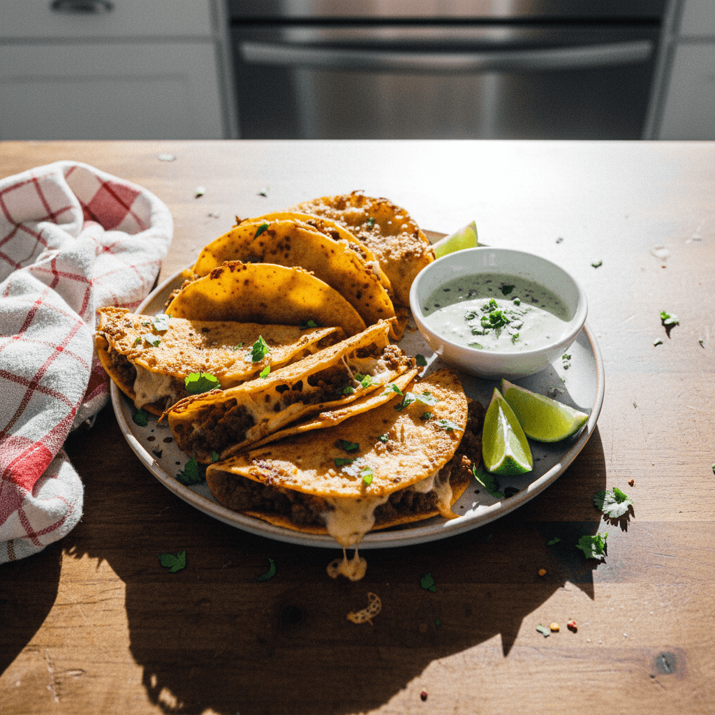 Crispy Cheesy Ground Beef Tacos