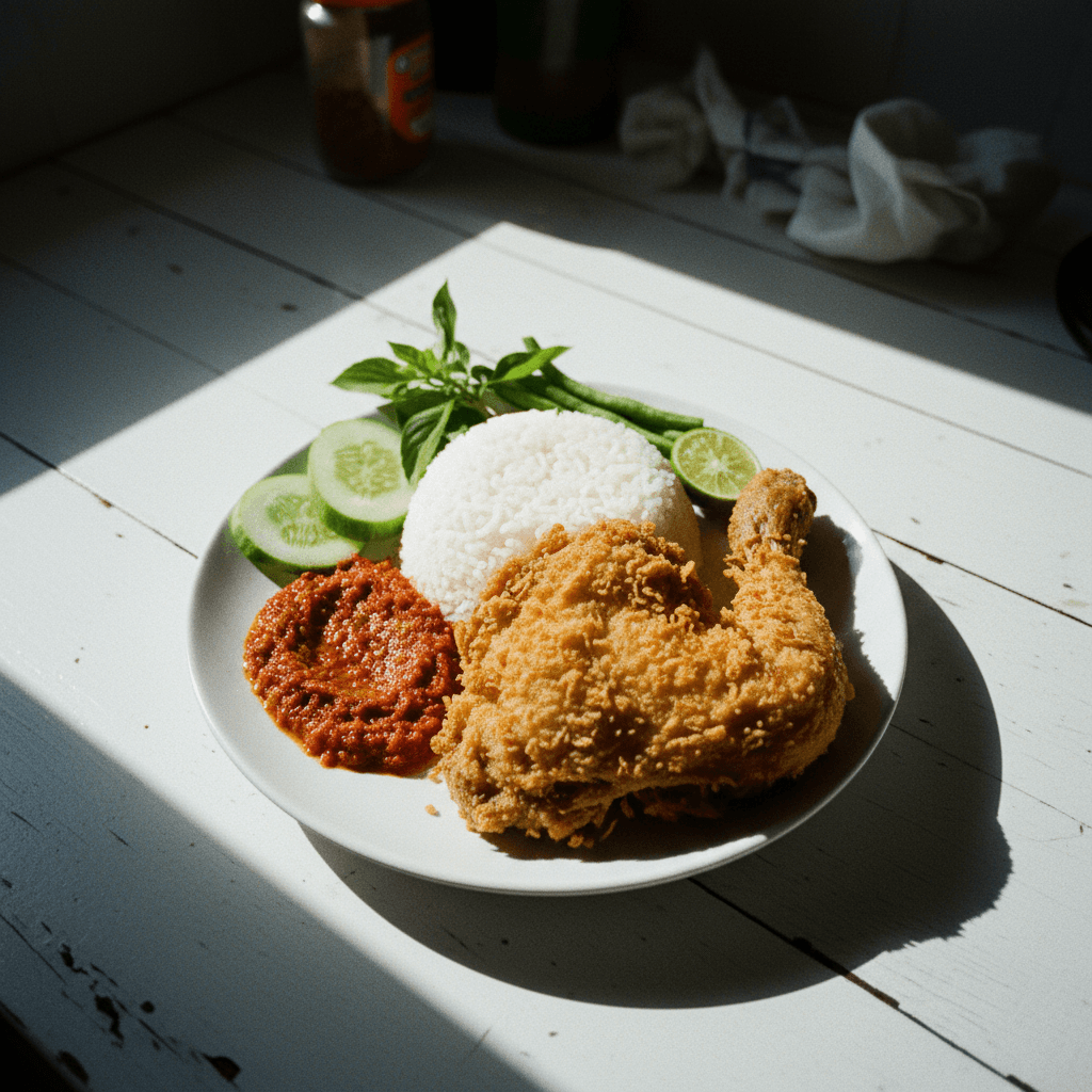 Ayam Penyet (Smashed Fried Chicken)
