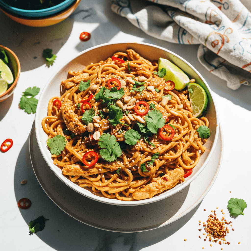 Spicy Peanut Chicken Noodles