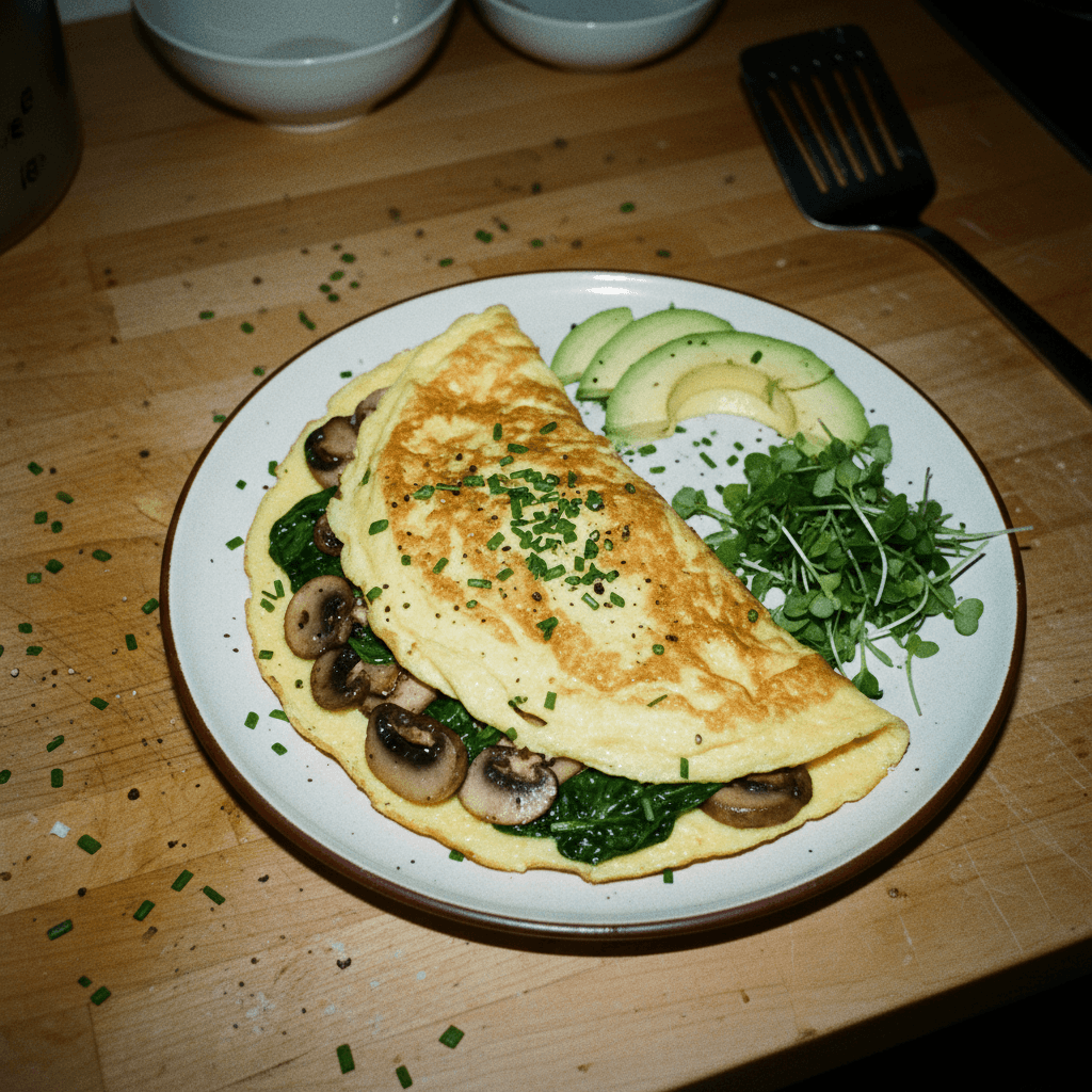 Keto Mushroom Spinach Omelet with Avocado